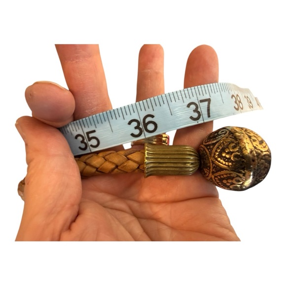 Braided Tan Belt with Turquoise and‎ Brass main image 6